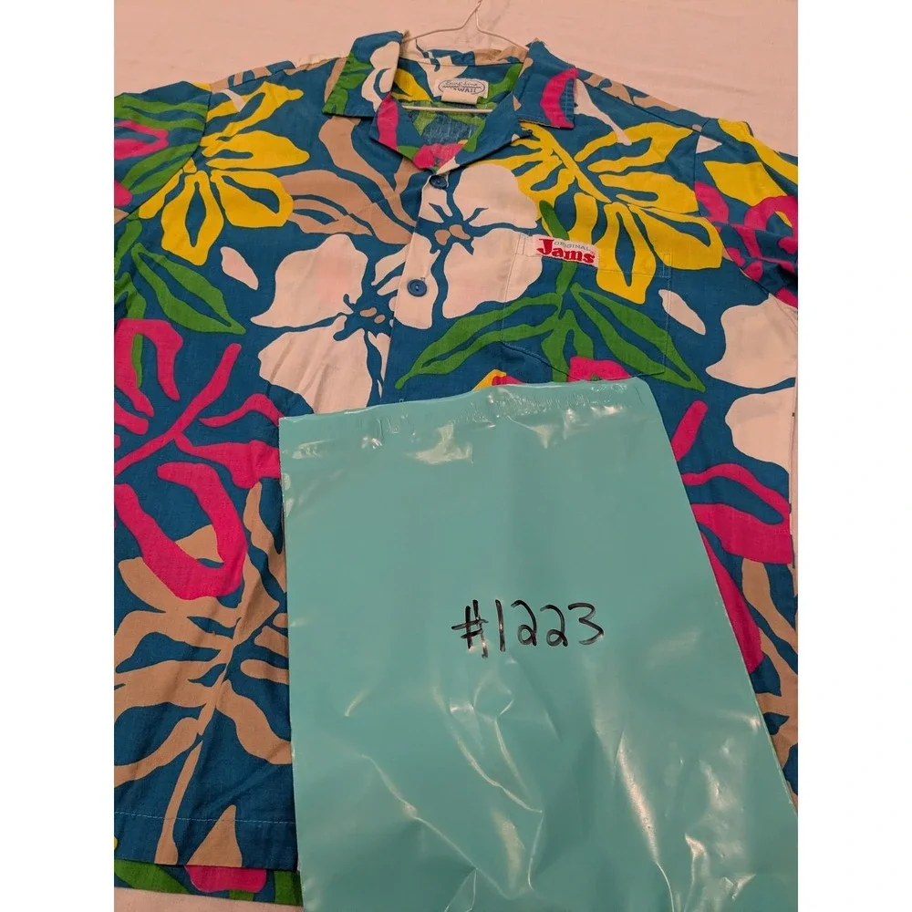 VINTAGE Surf Line Hawaii Shirt Men M Blue Aloha Hawaiian Original Jams World 80s - Picture 13 of 13